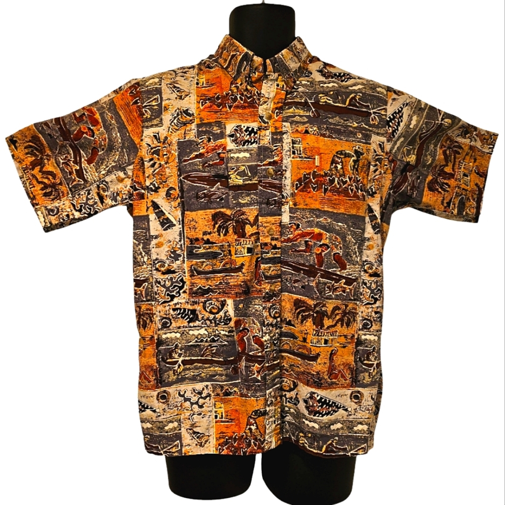 Avi Collection By Kahala Hawaii Islands Vintage Short Sleeve button up Medium